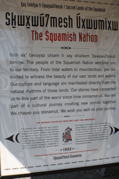 The Squamish Nation British Columbia Sea To Sky highway Canada Tourism