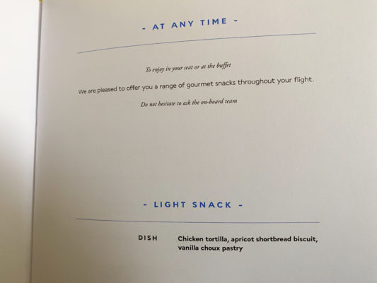 Air France menu