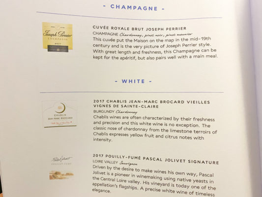 Air France drink menu