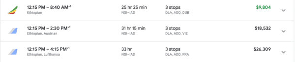Ethiopian Airlines Dreamliner Airfare
